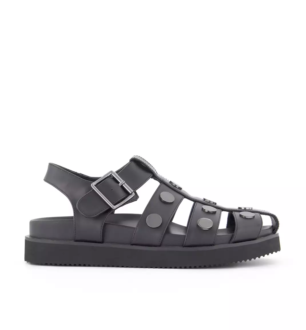 Tee Bee Cee Studded Ribcage Sandal | Black