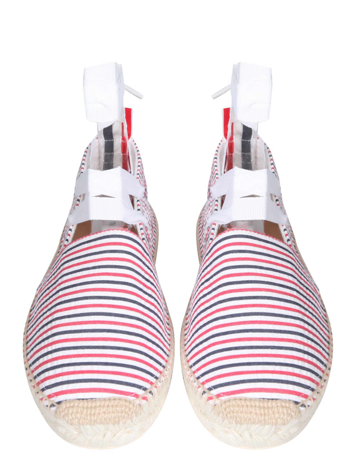 THOM BROWNE    STRIPED SEERSUCKER COTTON ESPADRILLES