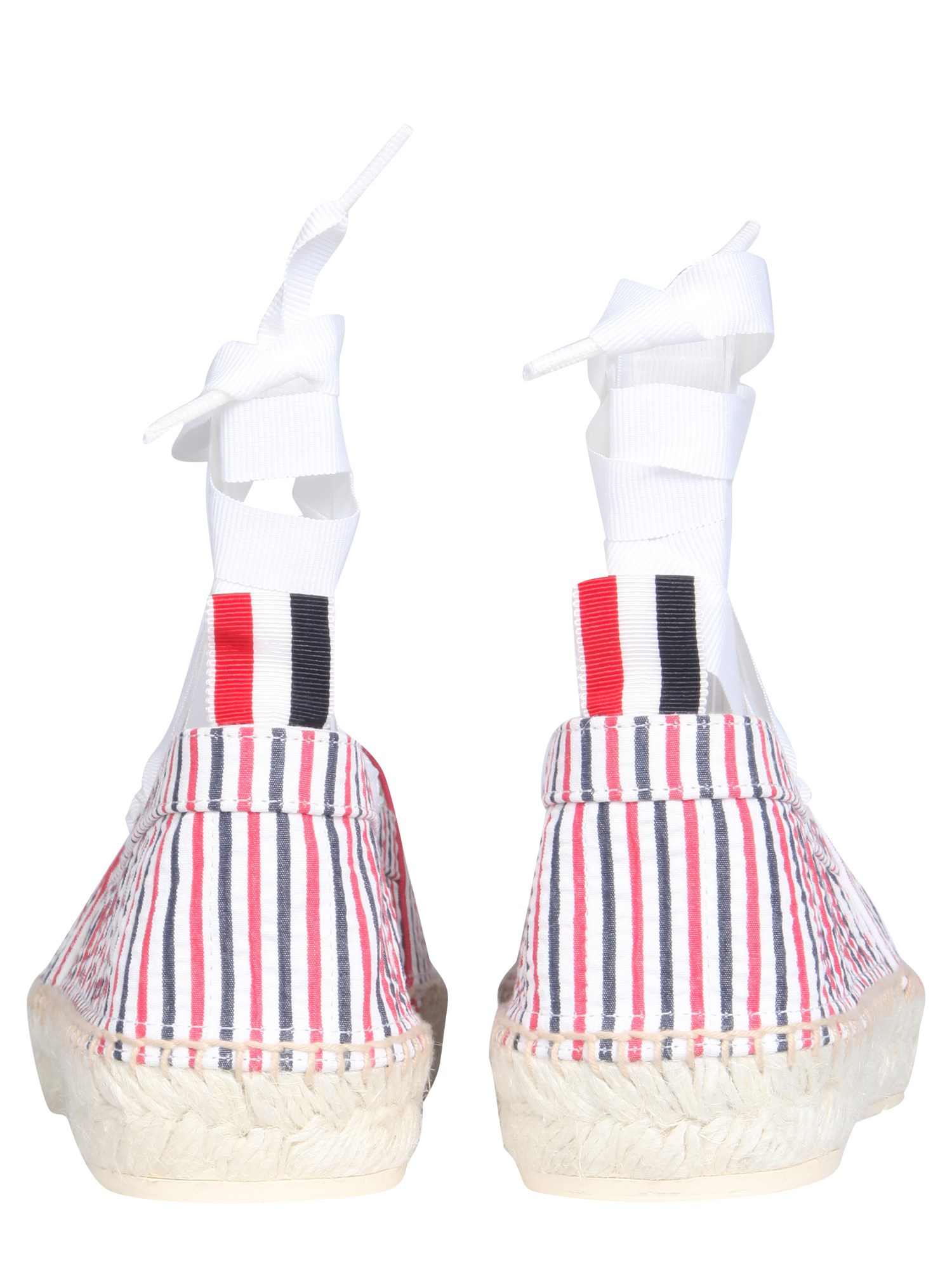 THOM BROWNE    STRIPED SEERSUCKER COTTON ESPADRILLES