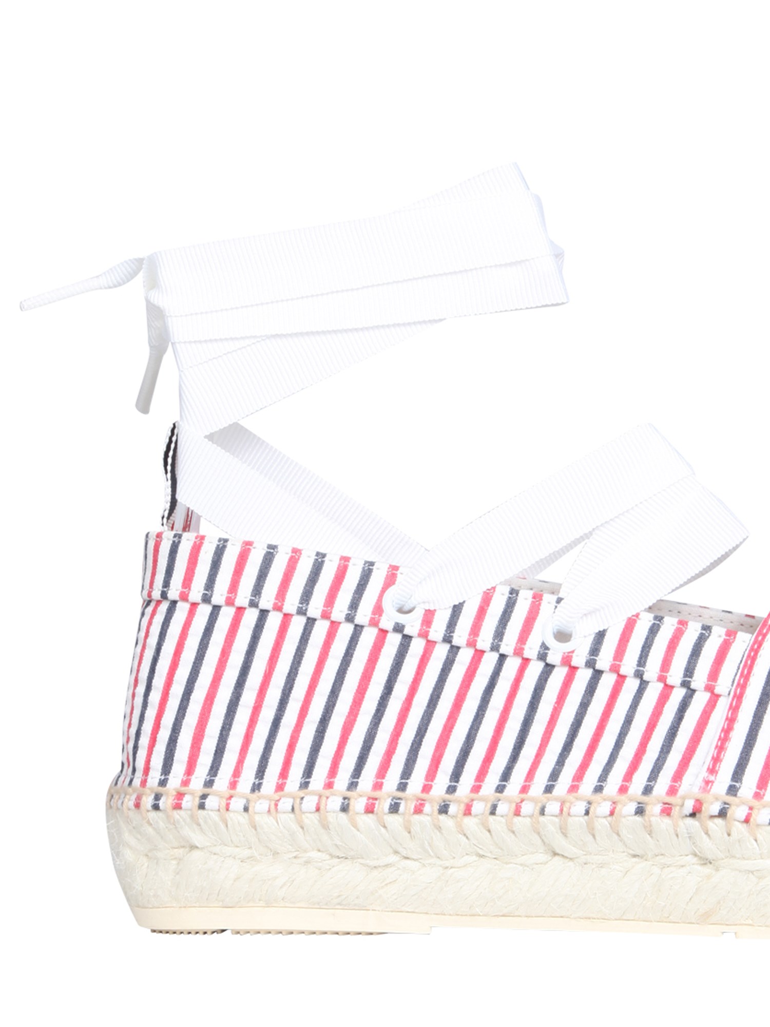 THOM BROWNE    STRIPED SEERSUCKER COTTON ESPADRILLES