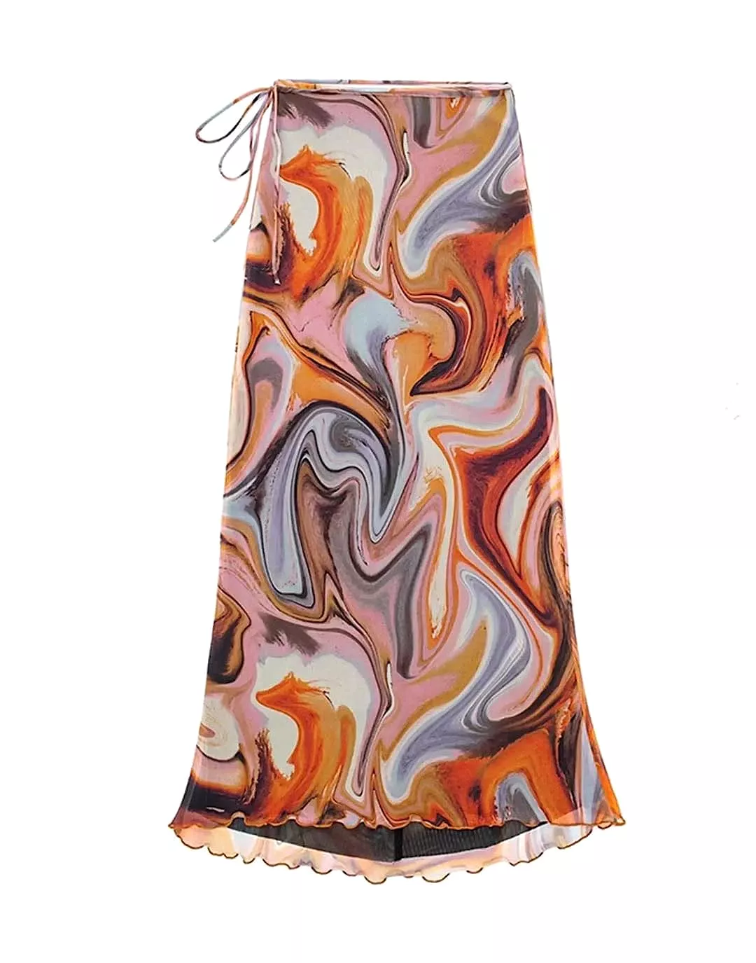 Tie Dye Mid Calf Bodycon Mesh Skirt Set