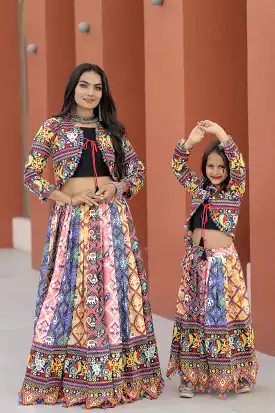 Traditional Gujarati Lehenga Combo for Mother Daughter-SOC001MDC