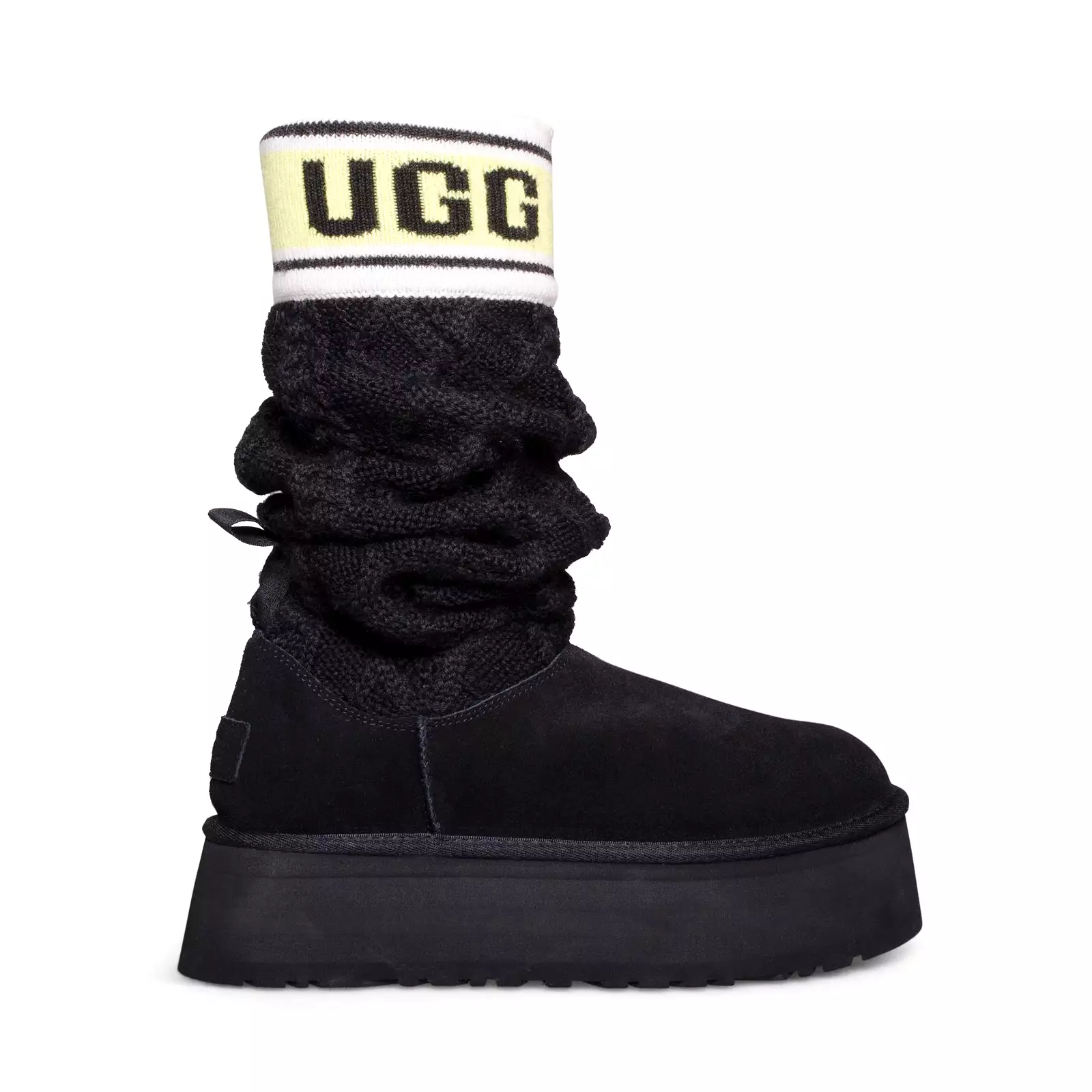 UGG Classic Sweater Letter Black Boots - Women's