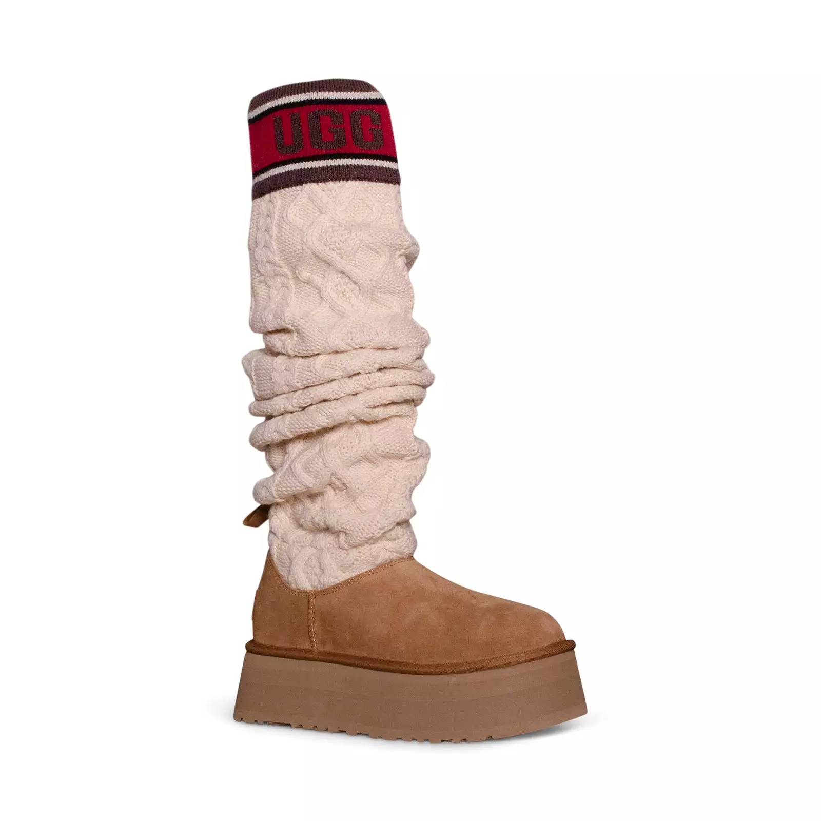 UGG Classic Sweater Letter Tall Chestnut Boots - Women's