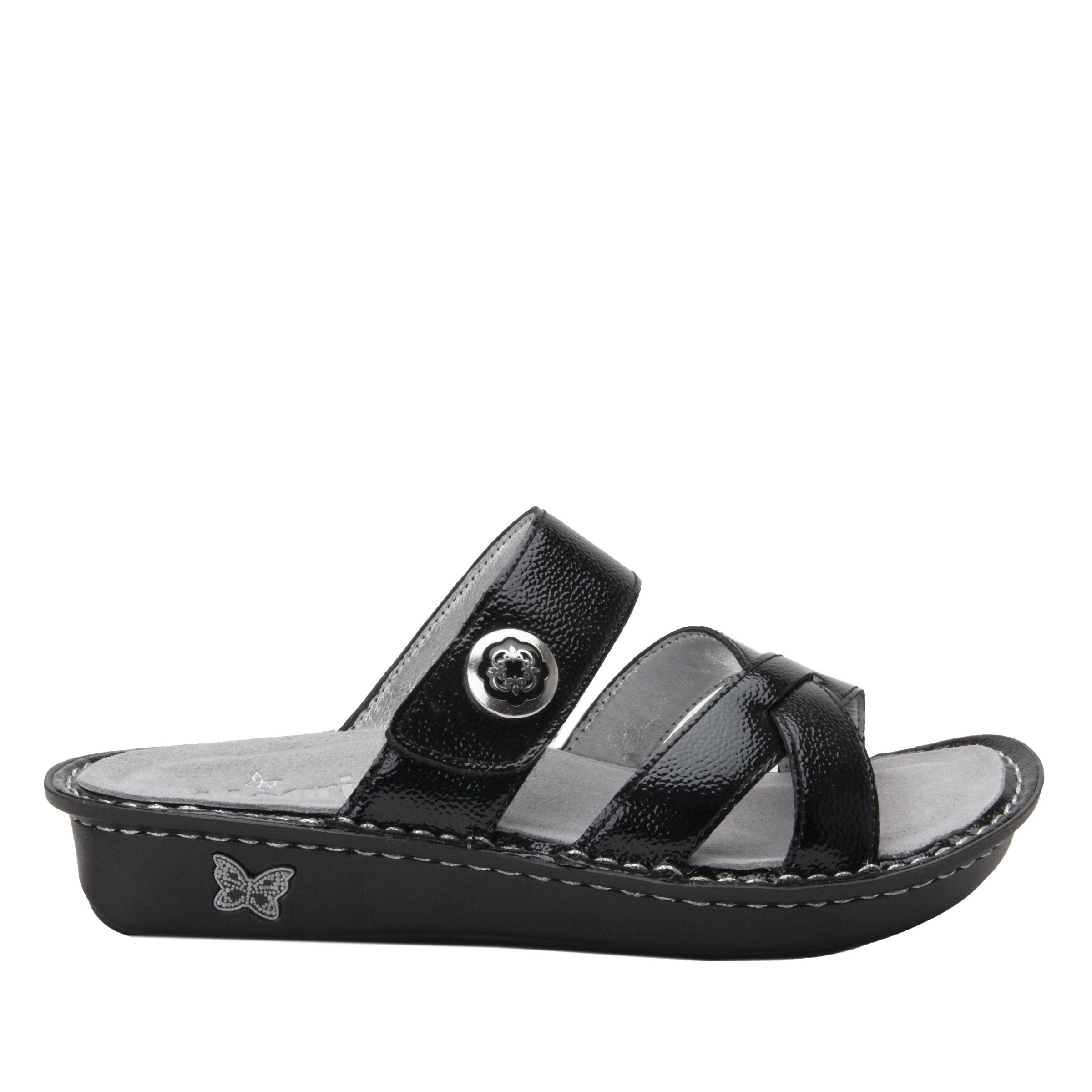 Victoriah Black Patent Sandal