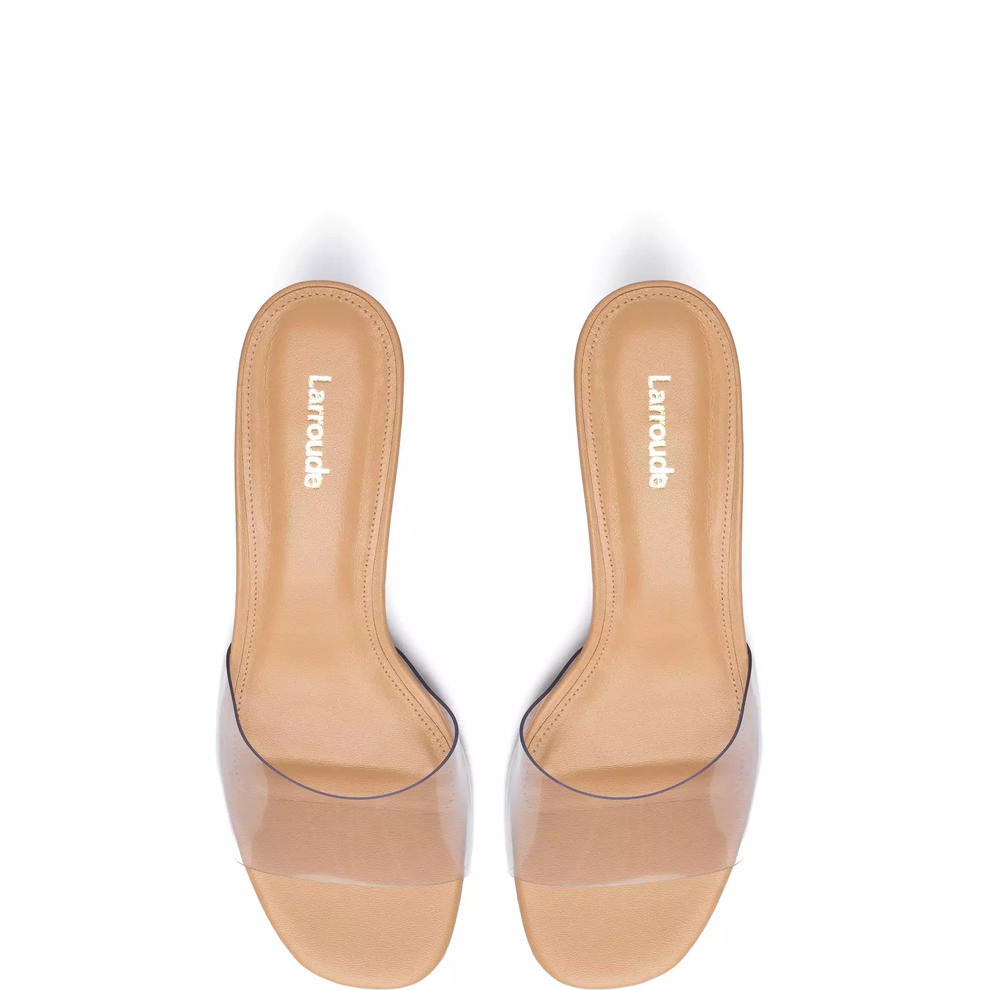 Vivi Lucite Mule In Tan Leather and Vinyl