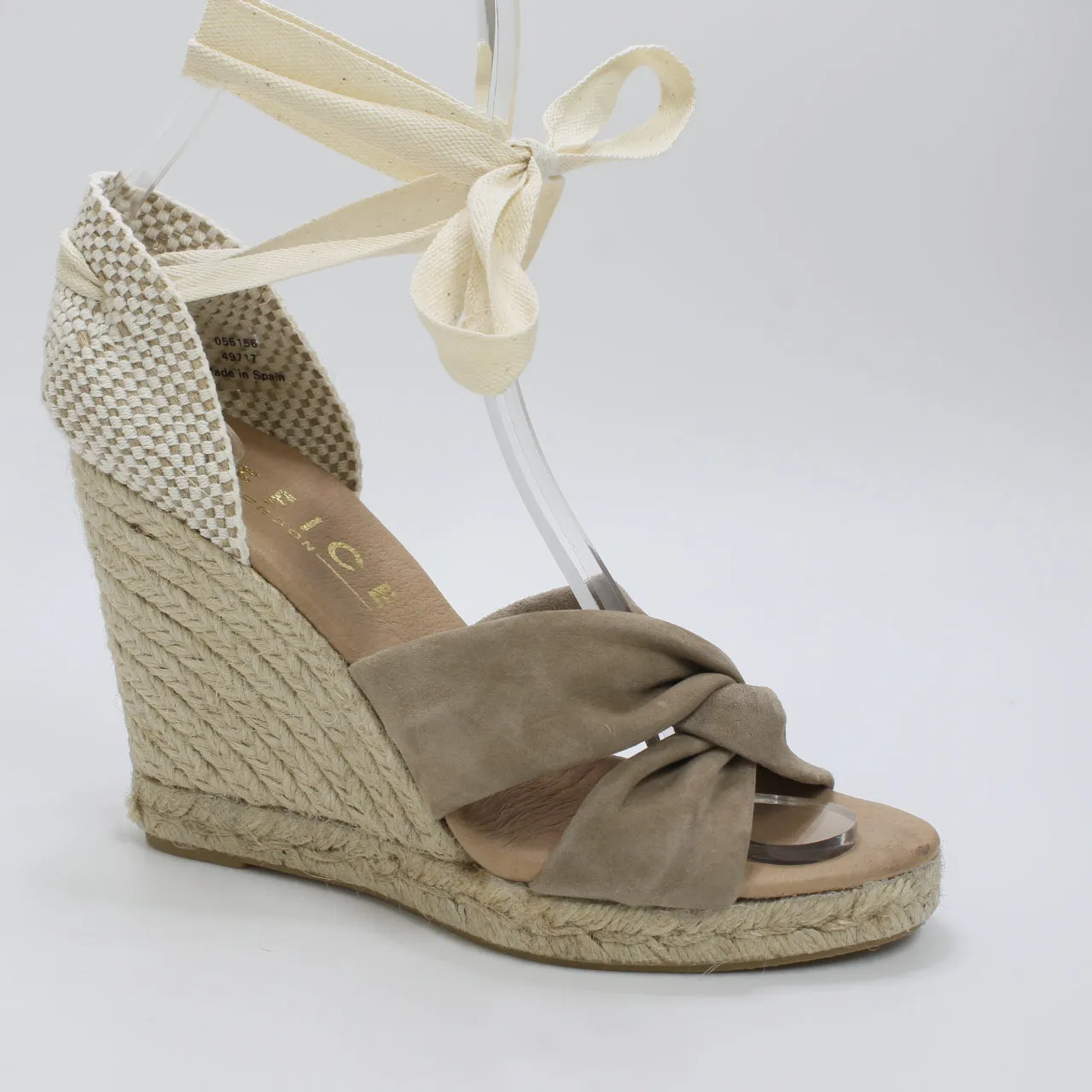 Womens Office Heather Ankle Tie Espadrilles Beige Suede