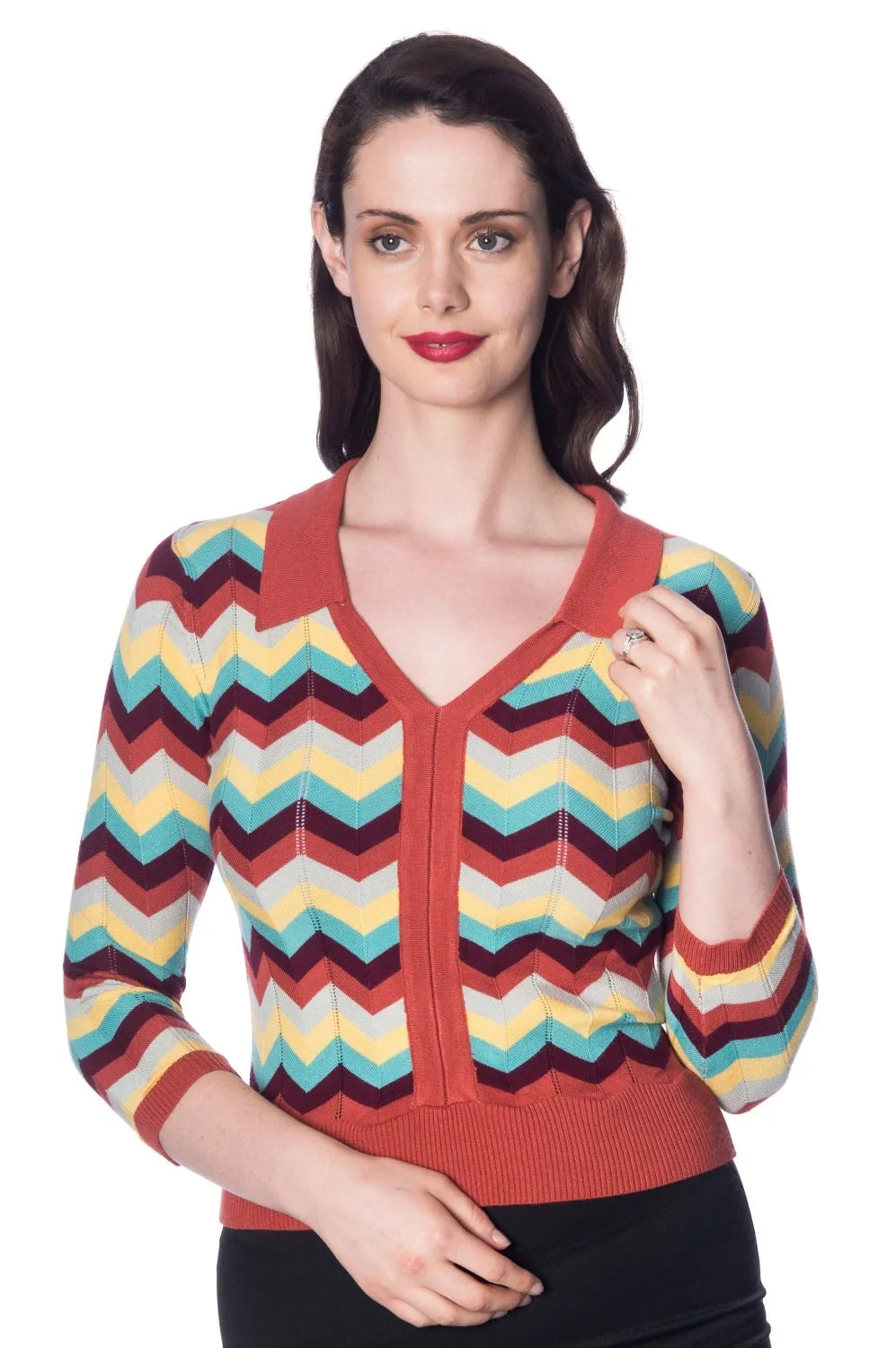 ZOE ZIG ZAG COLLAR TOP